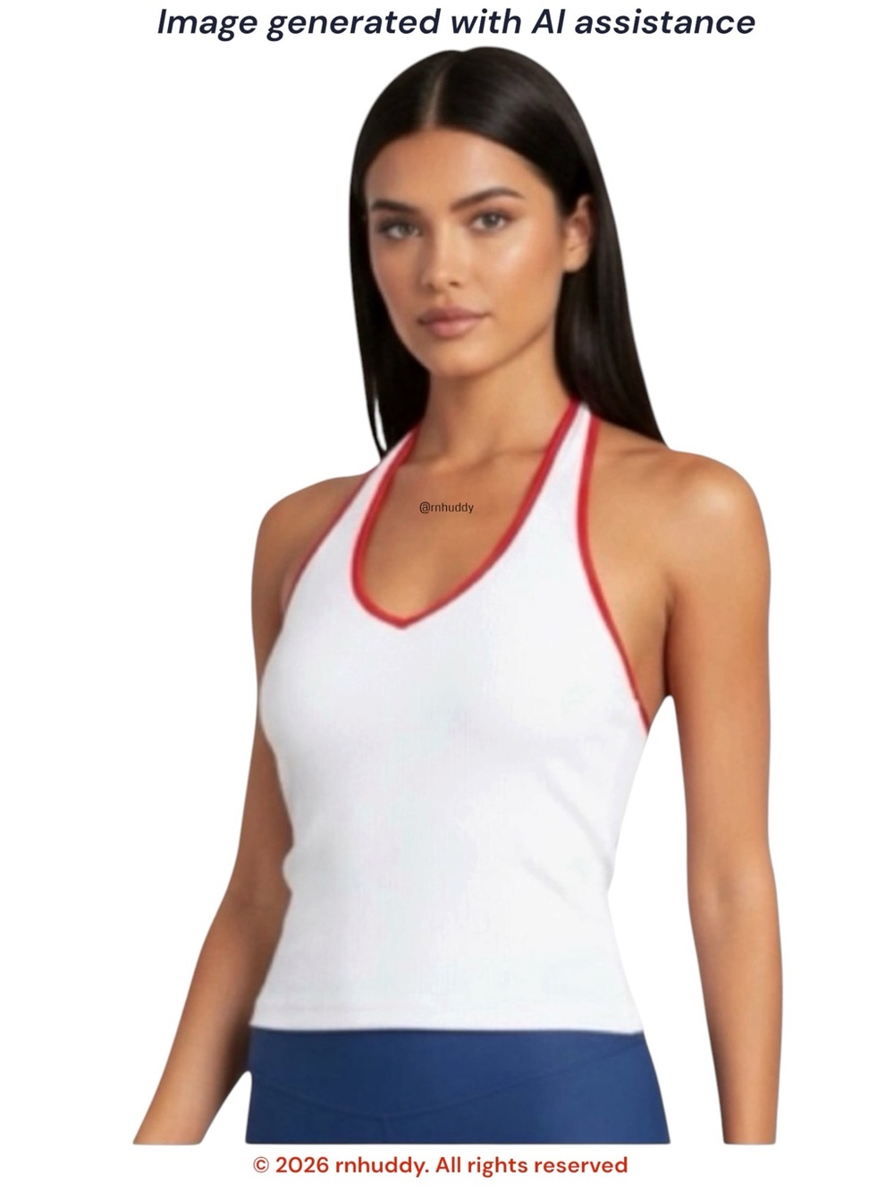 NWT American Eagle M white with red trim halter top